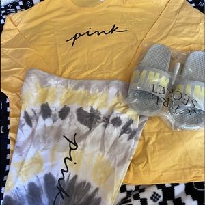 Vs pink Cotton high waist bike short campus long sleeve Tee xl slides m